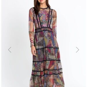 Bohemian Multicolor Long Sleeve Maxi Dress